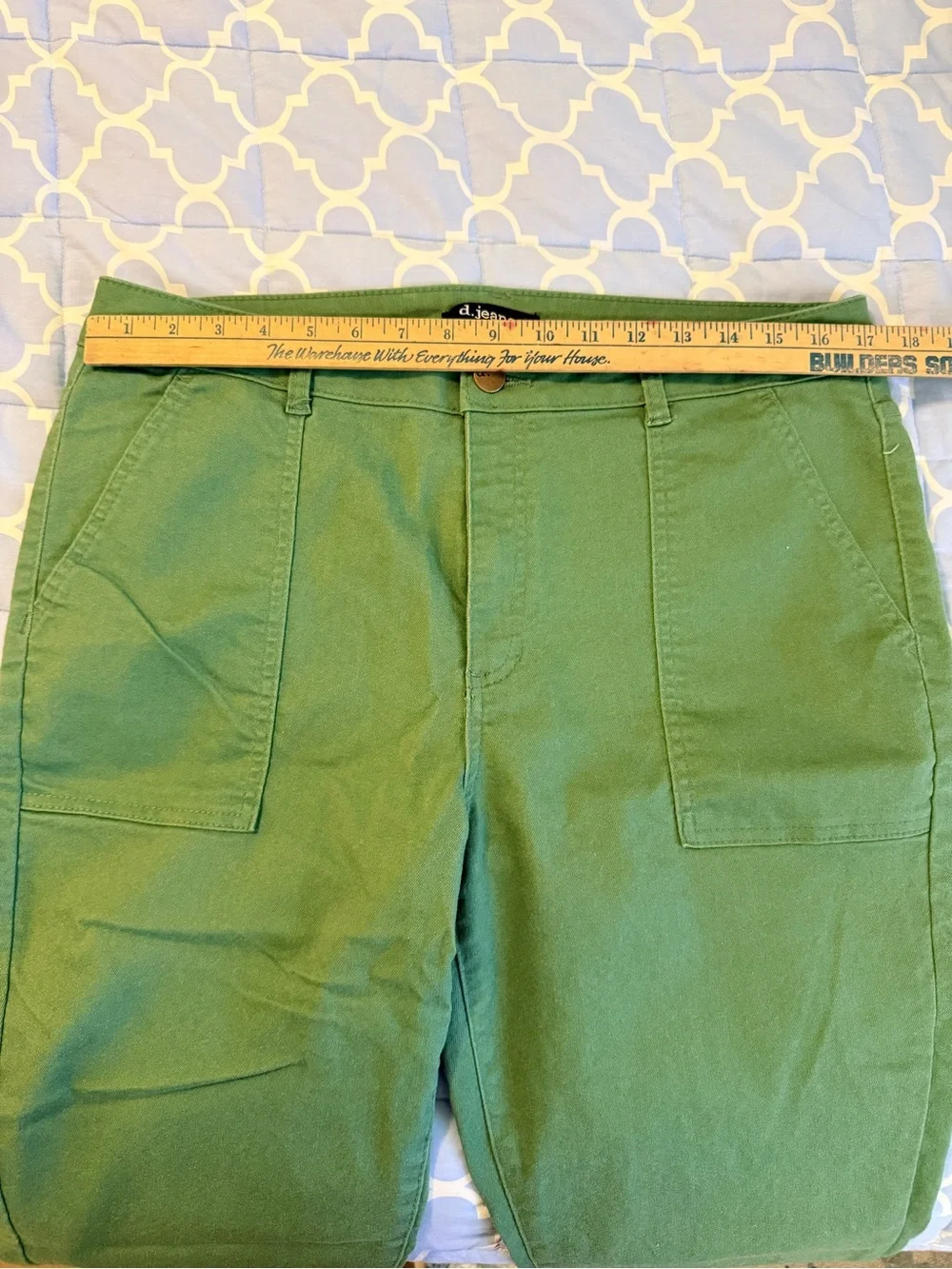 d. jeans Olive Green Cotton Cropped Utility Trousers Size 16